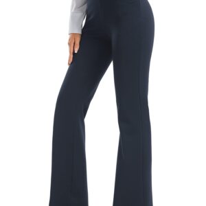 Stelle Women 28"/30"/ 32" Bootcut Dress Pants Business Casual Work Pants with Pockets Pull On Regular Slacks for Office (30" Navy, Medium)