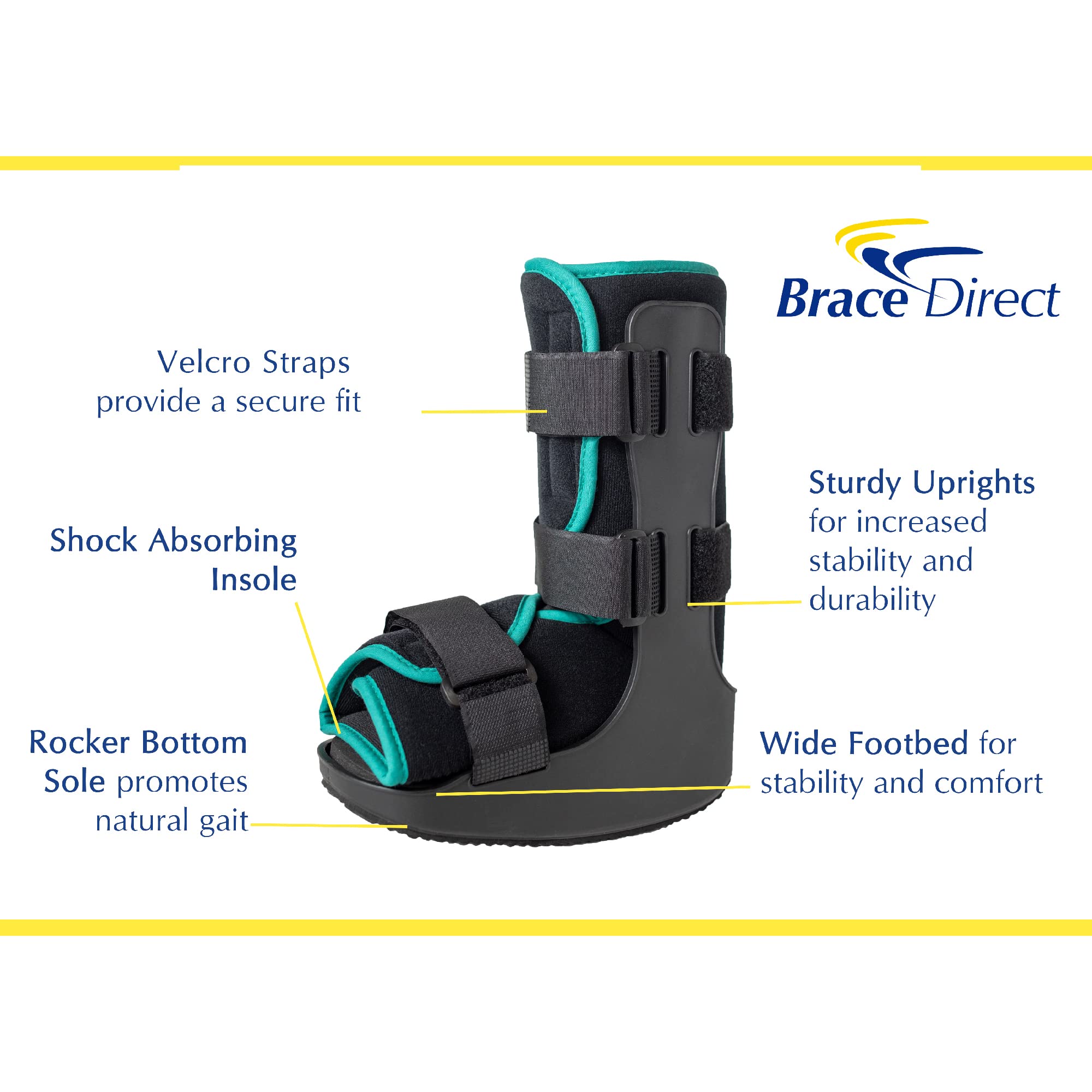 Brace Direct Children’s Pediatric Walker Fracture Boot for Kids Broken Toe or Foot, Left or Right Foot, Lightweight Padded Support Cam Boot for Foot Injury