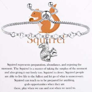 ujims squirrel gift squirrel lover bracelet with inspirational message card animal lover gift for women best friend (squirrel bracelet card)