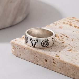 rings for women Cattle & Flower Detail Ring