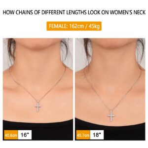 KRKC&CO Moissanite Diamond Cross Pendant For Women, S925 Sterling Silver, D Color, 0.66Carat, with 0.8mm 16+2" Rope Chain, Brilliant Excellent Cut Iced Out, 14K Gold, For Her, Girlfriend