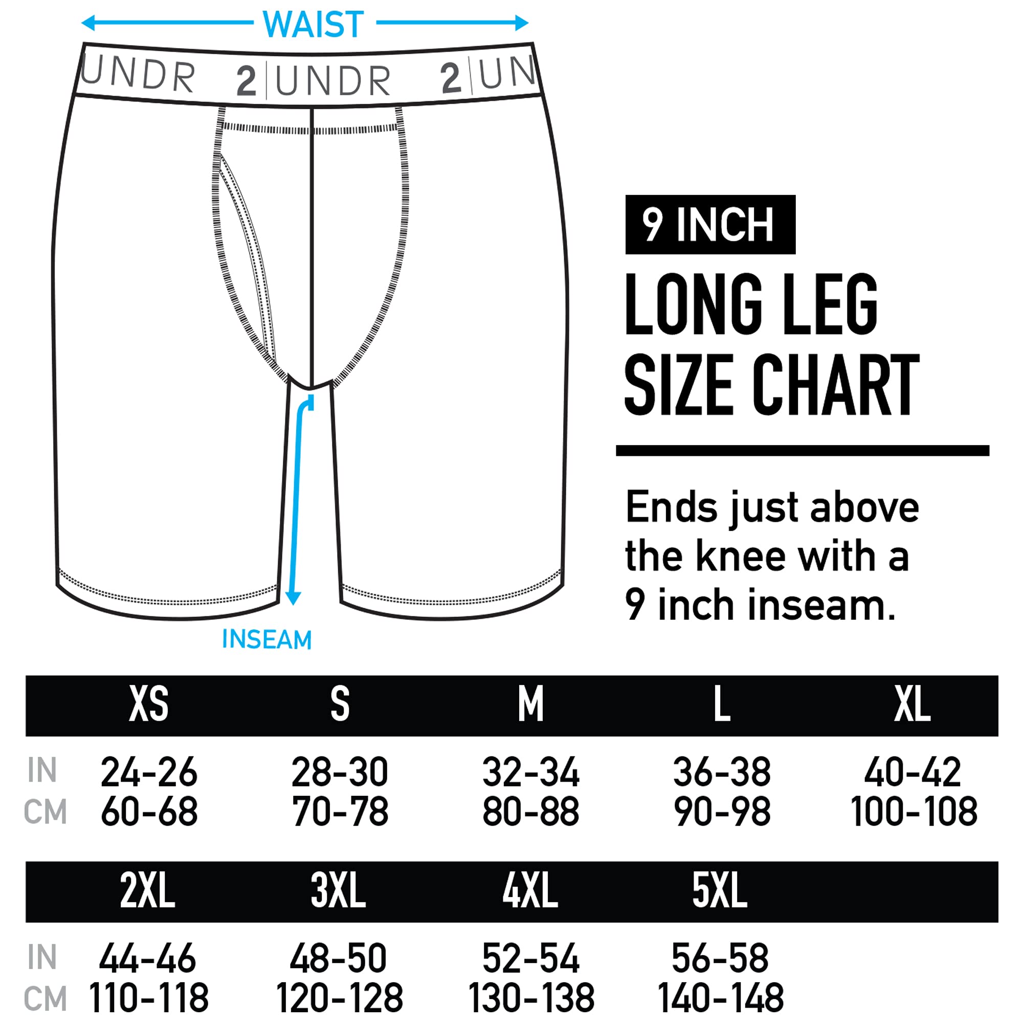 2UNDR Men's Flow Shift 9" Long Leg Underwear (White, Large)