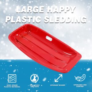 35“Plastic Snow Sled, Sleds for Kids and Adults with Handles （1-Pack）