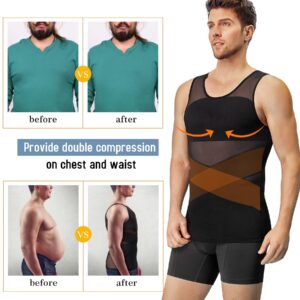 Arjen Kroos Men's Body Shaper Compression Mesh Tank Top Undershirts Shapewear,BLACK-ML4005,M