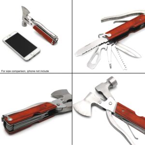 HTTMT Camping Multi tool Tool 16 in 1 Survival Gear Stainless Steel Compatible with Hiking Fishing Outdoor Emergency Kit w/Hammer Axe Knife Bottle Opener Screwdriver etc