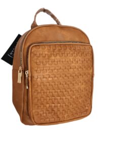 woven vegan leather backpack lemiel purse (brown)