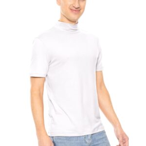 STRETCH IS COMFORT Men's Mock Neck Short SleeveTurtleneck White Large