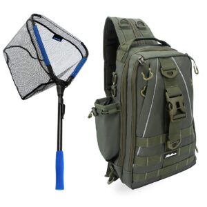 moishow fishing tackle backpack storage bag standard(14.9 * 9.4 * 5.1in),floating fishing net for freshwater or saltwater