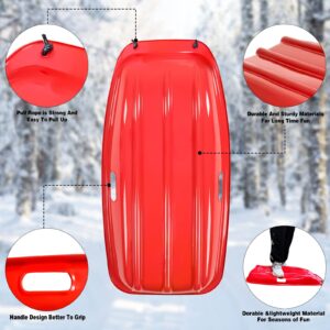 35“Plastic Snow Sled, Sleds for Kids and Adults with Handles （1-Pack）