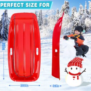 35“Plastic Snow Sled, Sleds for Kids and Adults with Handles （1-Pack）