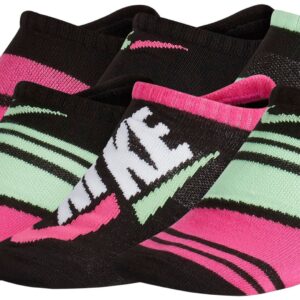 Nike Big Girls Everyday Lightweight No Show Socks 6 Pack (B(SX7308-010)/P, Medium)