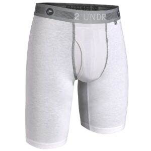 2undr men's flow shift 9" long leg underwear (white, large)