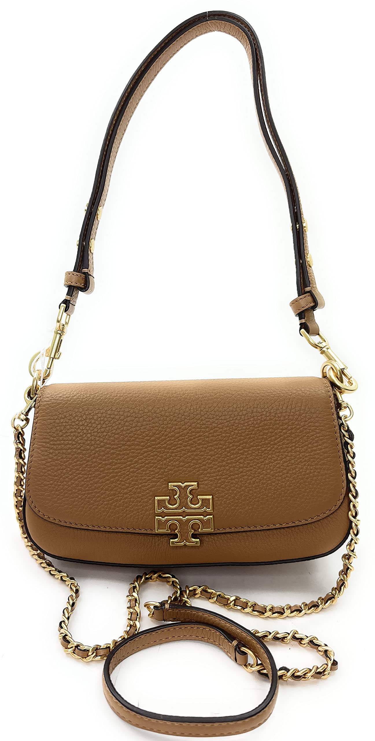 Tory Burch Britten Convertible Crossbody Bag With Gold Hardware (Tiramisu)