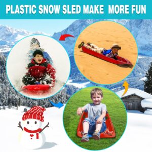 35“Plastic Snow Sled, Sleds for Kids and Adults with Handles （1-Pack）