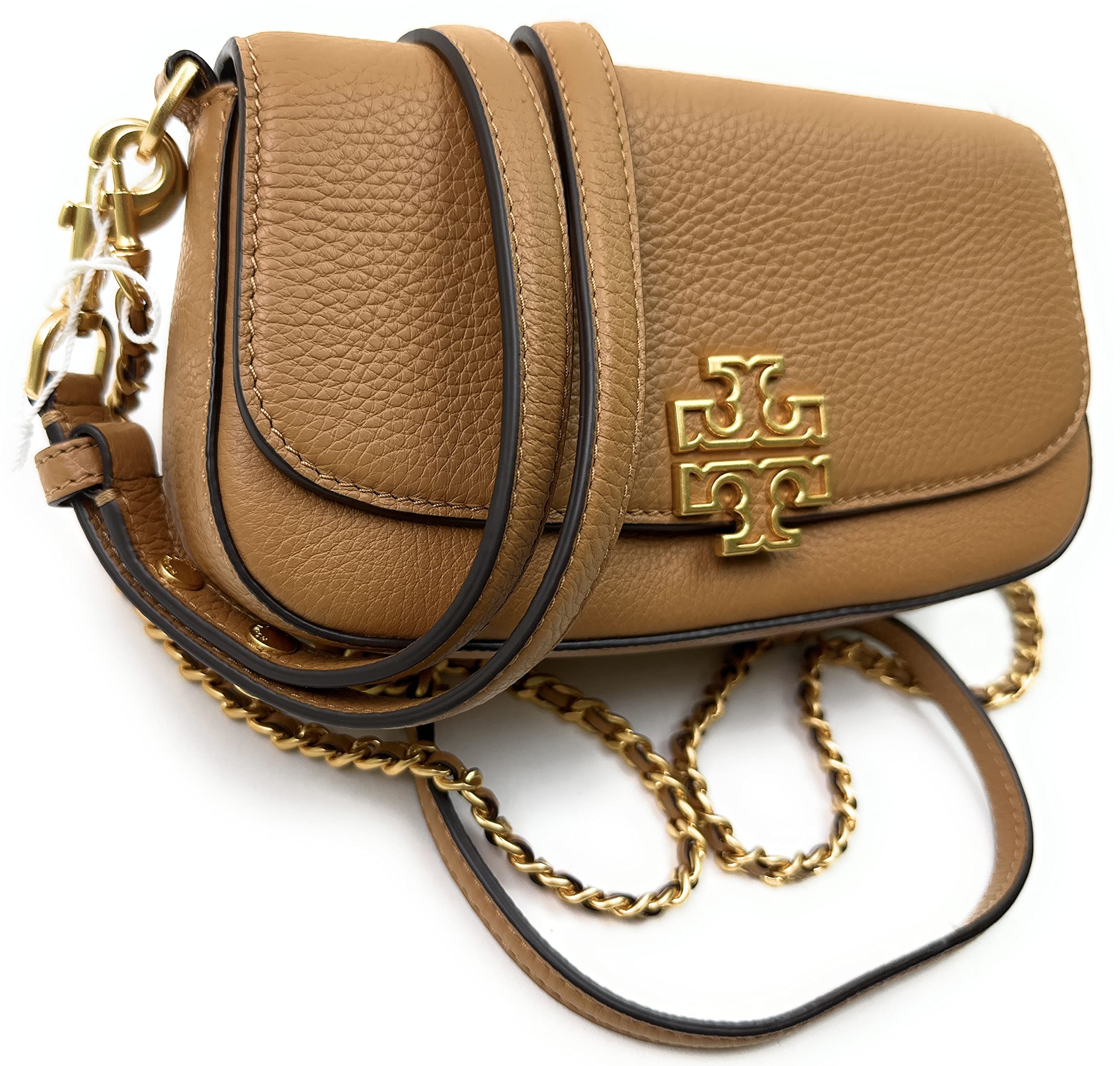 Tory Burch Britten Convertible Crossbody Bag With Gold Hardware (Tiramisu)