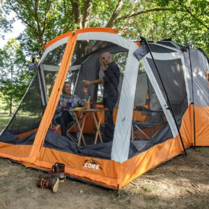 CORE 11 Person Family Cabin Tent with Screen Room with Included Footprint and Tent Kit