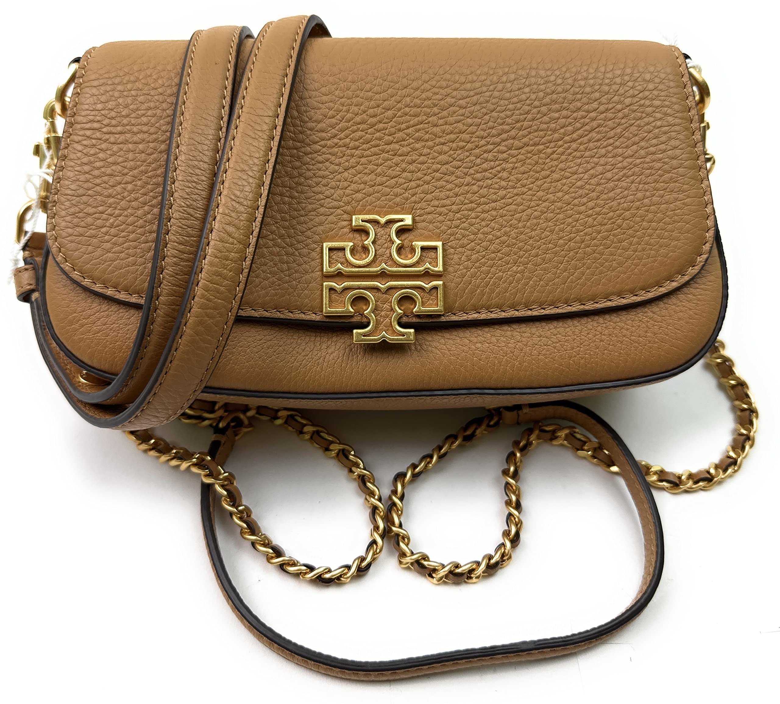 Tory Burch Britten Convertible Crossbody Bag With Gold Hardware (Tiramisu)