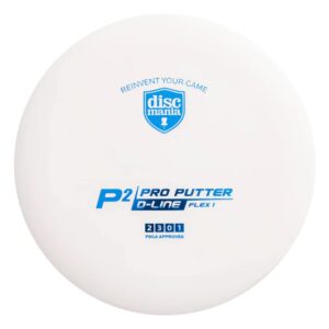 Discmania D-line P2 Flex 1 Disc Golf Putter 173-176g – Flex 1 Plastic, Softer Grippier Disc Golf Putter (Colors May Vary)