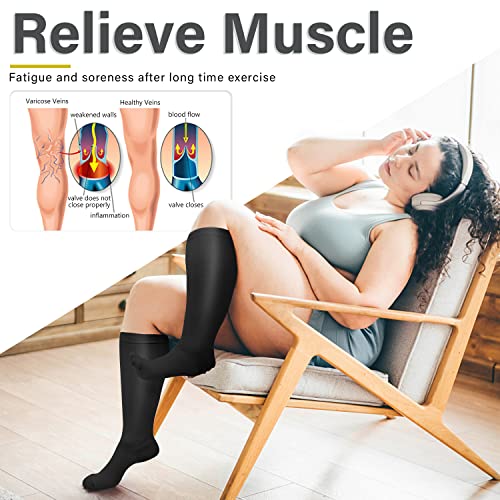 Diu Life 3 Pairs Plus Size Compression Socks for Women and Men Wide Calf Extra Knee High Support for Circulation