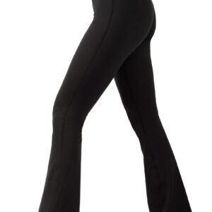 Yogalicious Squat Proof Flare Leg Yoga Pants with High Crossover Waistband - Black - Medium