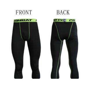 SS COLOR FISH Men 3/4 Compression Pants Athletic Baselayer Workout Legging Running Tights for Men Green