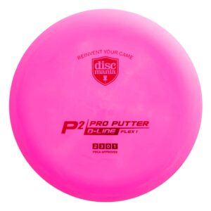 Discmania D-line P2 Flex 1 Disc Golf Putter 173-176g – Flex 1 Plastic, Softer Grippier Disc Golf Putter (Colors May Vary)