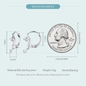 MUNDELL 925 Sterling Silver Cute Cat Huggie Hoop Earrings for Cat Lovers Hypoallergenic Hoop Earrings Statement Fine Jewelry