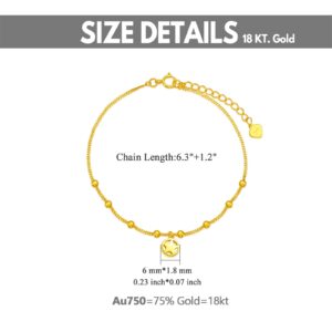 18k Solid Gold Bracelet for Women, Yellow Gold Durable Cuban Chain Bracelet with Dangle Star Jewelry Gift for Her, Wife, Mom, Girls 6.5"-7"