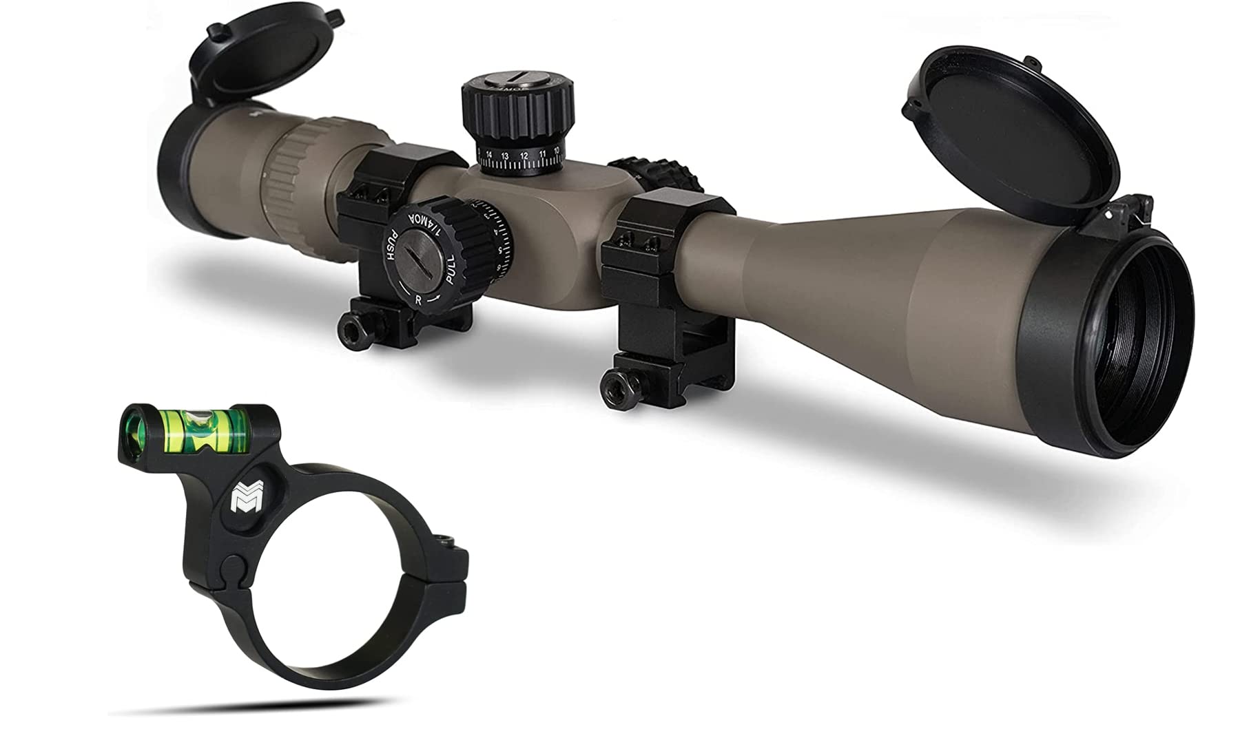 Monstrum G3 4-16x50 FFP Rifle Scope | Flat Dark Earth | Monstrum Rifle Scope Level Bubble | 30 mm Diameter | Bundle