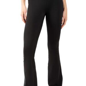 Yogalicious Squat Proof Flare Leg Yoga Pants with High Crossover Waistband - Black - Medium