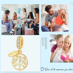 PHCLASY Gold Family Tree Charms for Bracelets and Necklaces 925 Sterling Silver I Love You Pendant Bead Birthday Valentine's Day Jewelry Gifts for Women