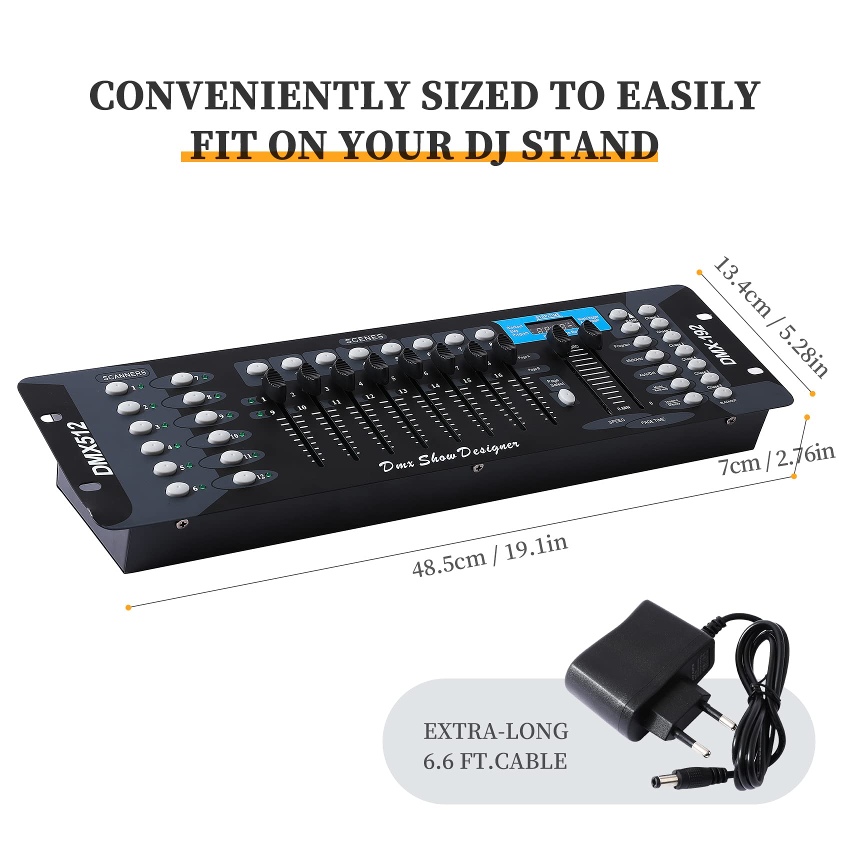 DMX Controller 192 DMX 512 Controller DJ Lights Controller Lighting Mixer Board DMX Console for Dj Lights, Party Light Shows Disco Pub Night Club Bars and Moving Heads