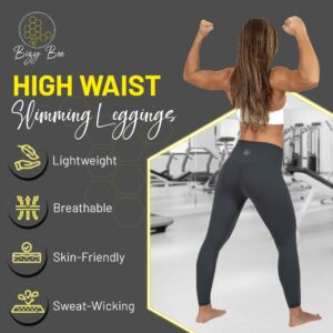 Bizy Bee High Waisted Workout Leggings for Women - Soft Slimming Women's Leggings for Sports, Yoga, Running and Everyday Wear - Black - Medium