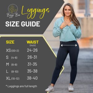 Bizy Bee High Waisted Workout Leggings for Women - Soft Slimming Women's Leggings for Sports, Yoga, Running and Everyday Wear - Black - Medium