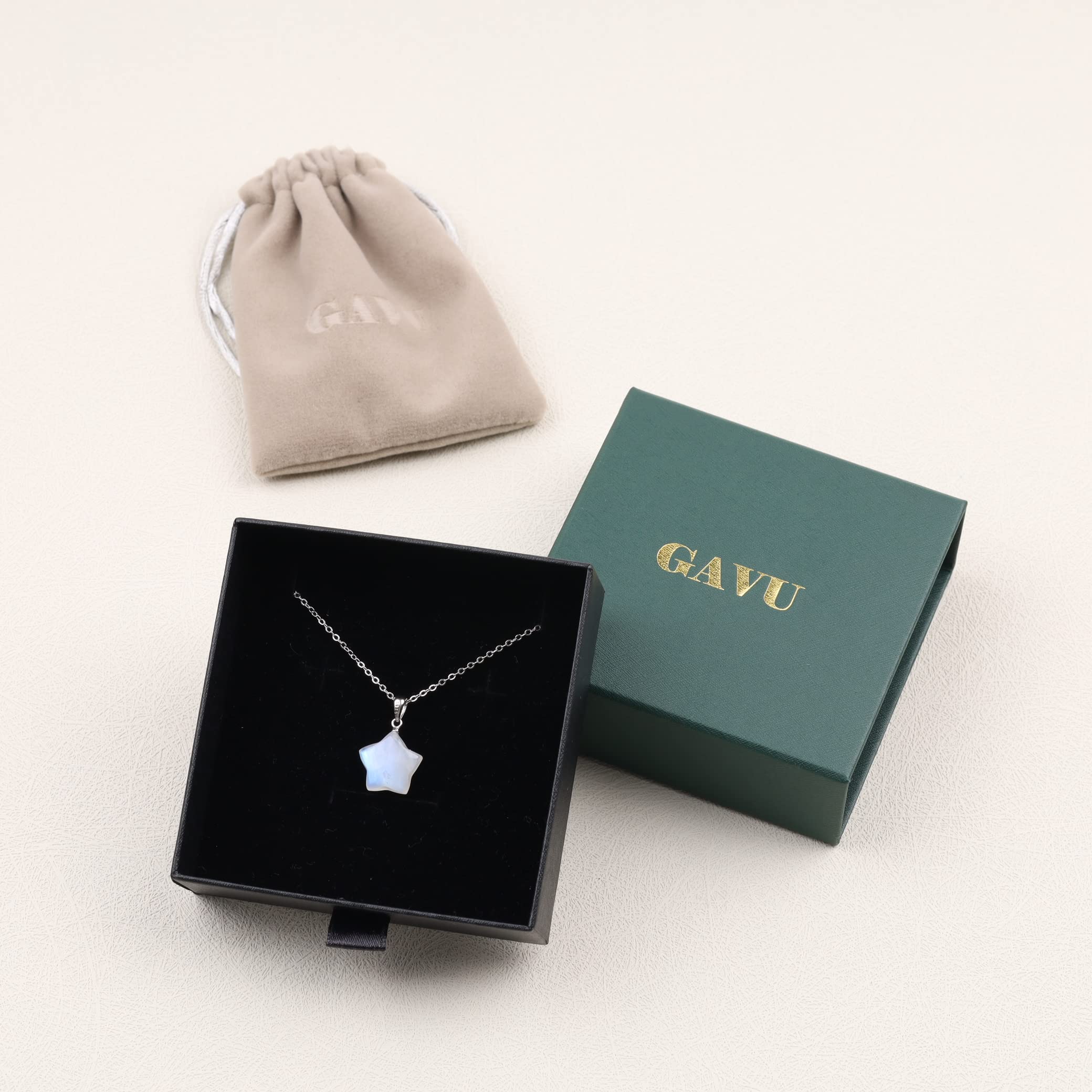 GAVU Star Pendant Moonstone Crystal Necklace for Women