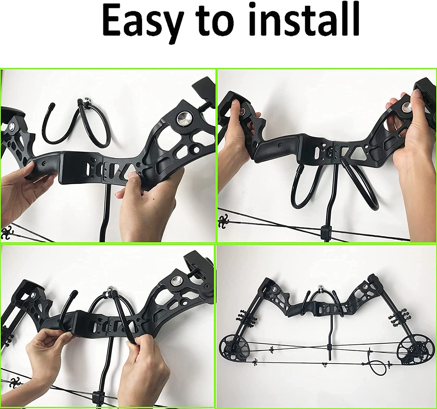 Pmsanzay 4 Pack Universal Bow Display Brackets Wall Hanger Hook Wall Mount Storage Rack to Display Your Bow - Sturdy Yet Flexible,Hold up to 20 Lbs - Easy to Install - Hold 4 Bow - No Bow