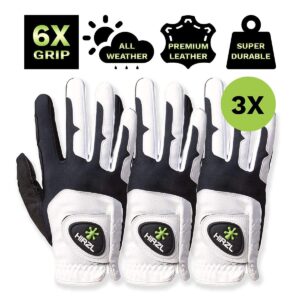 HIRZL GRIPPP FIT – Men's All-Weather Golf Glove (White/Black) | Kangaroo Leather| Ultimate Grip, Large/Extra Large, Worn on Right Hand (Pack of 3)