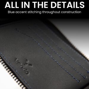 Vendo Leather Zip Wallet for Men & Women I Coin Pocket & Multi Card Holder Mens Zipper Wallet I Bifold Black Slim Leather Mens Wallets With Zipper, Card Cases & Money Organizers I Designer Men's