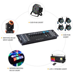 DMX Controller 192 DMX 512 Controller DJ Lights Controller Lighting Mixer Board DMX Console for Dj Lights, Party Light Shows Disco Pub Night Club Bars and Moving Heads