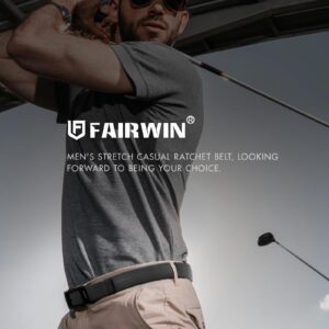 FAIRWIN Casual Stretch Belts for Men Elastic Golf Jeans Belt Ratchet Nylon Belt Adjustable