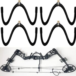 Pmsanzay 4 Pack Universal Bow Display Brackets Wall Hanger Hook Wall Mount Storage Rack to Display Your Bow - Sturdy Yet Flexible,Hold up to 20 Lbs - Easy to Install - Hold 4 Bow - No Bow