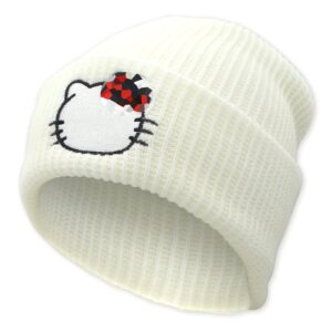 ohjijinn anime beanie cute kawaii beanie knit hats, funny beanie hat winter skiing slouchy warm cap, soft headwear for women girls (white)