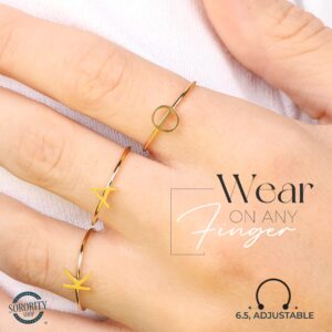 Sorority Shop Kappa Delta Stacking Ring Set - Adjustable Rings with 18k Gold Plating