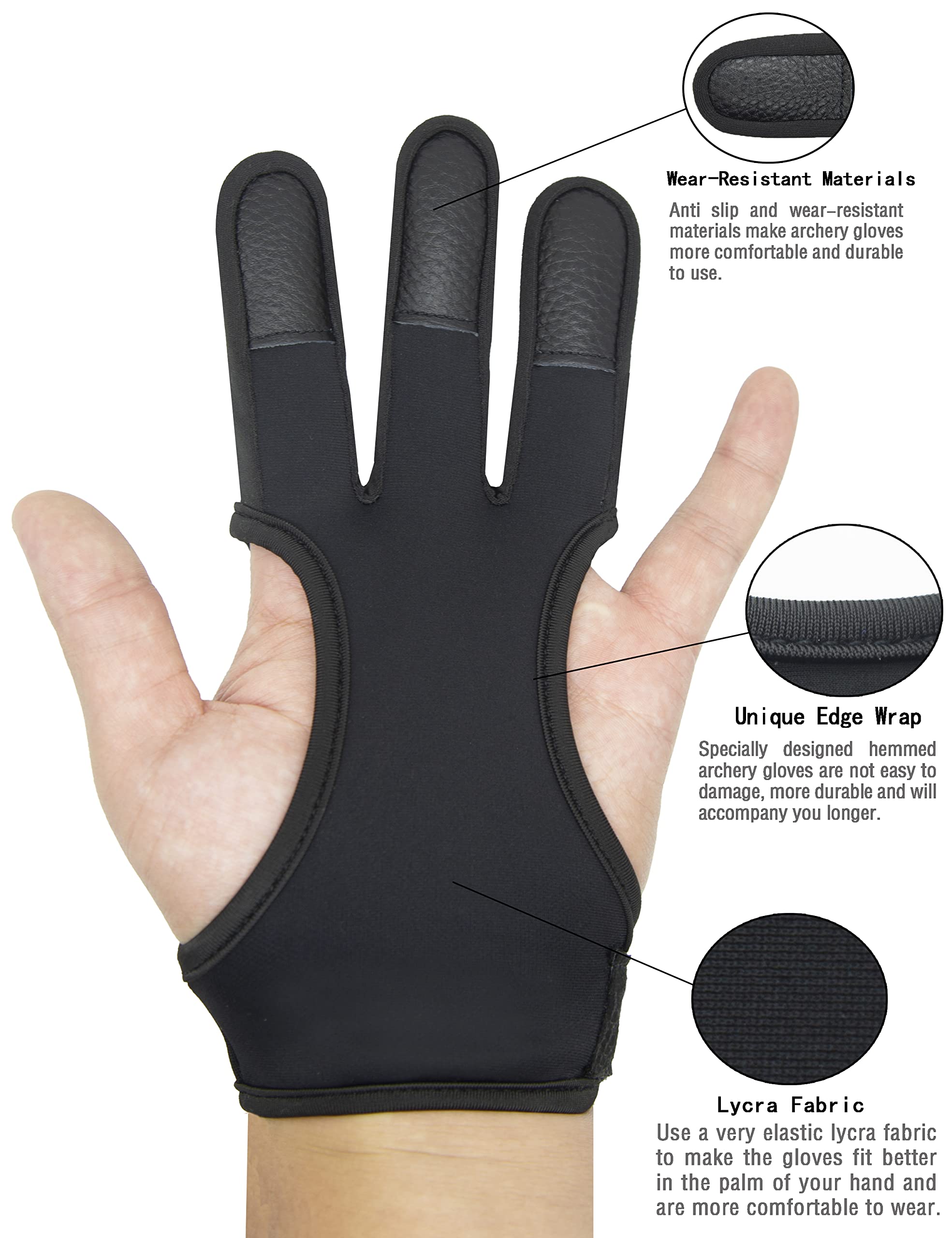 ANIMSWORD Archery Protective Glove Archery Shooting Gloves Three-Finger Archery Protective Gloves For Men nd Women.