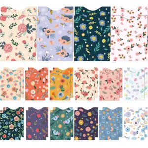 32 Pcs Credit Card RFID Sleeves Flower RFID Blocking Sleeves Include 24 Credit Card Sleeves 8 Passport Protectors Waterproof Identity Theft Protection Women RFID Card Protector