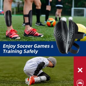 RAYSHARP Shin Guards Soccer Youth - Comfortable and Durable Toddler Kids Soccer Shin Guards with Adjustable Straps for Boys Girls Teenagers Adults Black S