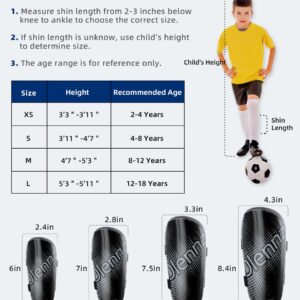 RAYSHARP Shin Guards Soccer Youth - Comfortable and Durable Toddler Kids Soccer Shin Guards with Adjustable Straps for Boys Girls Teenagers Adults Black S