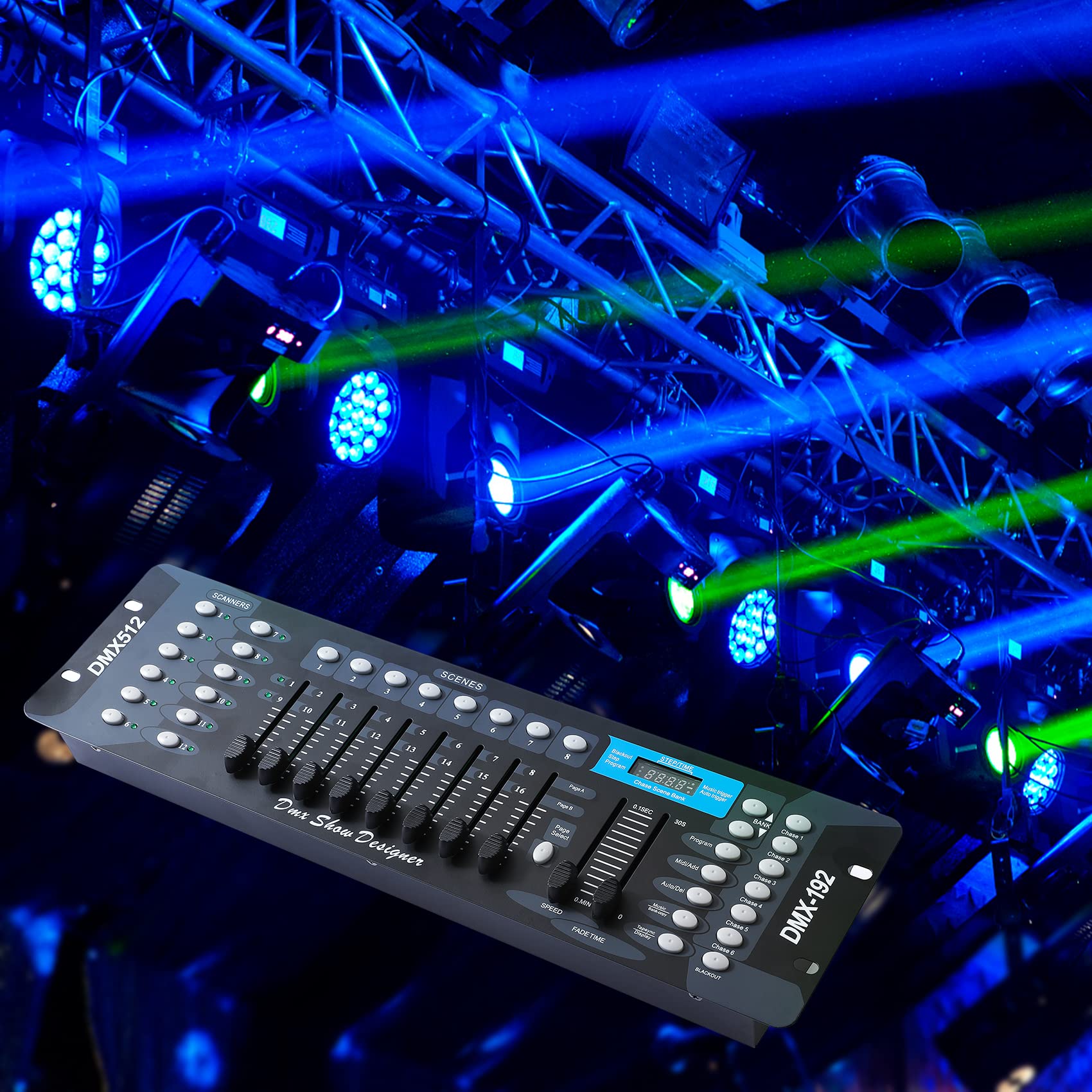 DMX Controller 192 DMX 512 Controller DJ Lights Controller Lighting Mixer Board DMX Console for Dj Lights, Party Light Shows Disco Pub Night Club Bars and Moving Heads