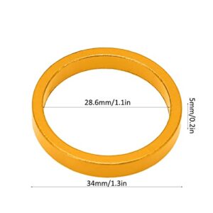 Kadimendium Bike Front Fork Gasket, Bicycle Headset Washer Aluminum Alloy Light Weight for Road Bike 28.6mm Tube(Gold)