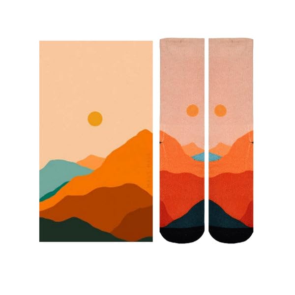 Sierra Socks Arizona Heat Pattern CoolMax Socks, Nature Collection for Men & Women Crew Socks